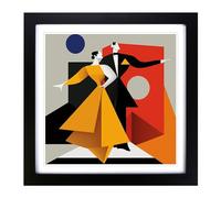 Ballroom Dancing Suprematism Framed Print | 18x18 Inch Black Framed Wall Art | Ready to Hang | Modern Historical Picture | Living Room Bedroom Lounge Office