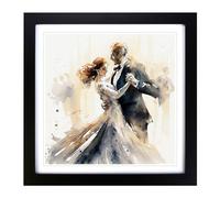 Ballroom Dancing Watercolour Framed Print | 18x18 Inch Black Framed Wall Art | Ready to Hang | Modern Historical Picture | Living Room Bedroom Lounge Office