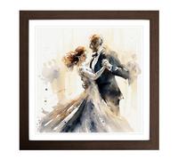 Ballroom Dancing Watercolour Framed Print | 18x18 Inch Walnut Framed Wall Art | Ready to Hang | Modern Historical Picture | Living Room Bedroom Lounge Office