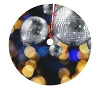 Ballroom Printed Christmas Tree Skirt 48-Inch Double Layers Soft Xmas Tree Skirts Base Floor Mat for Holiday Party Decoration Ornaments