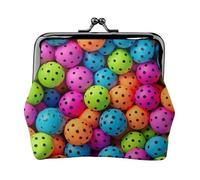 Balls Colors Pattern Full Double-Sided Printed Pattern Women's and Girls' Fashionable Leather Kiss Lock Coin Purse Card Bag