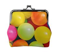 Balls Colors Pattern Print Full Double-Sided Printed Pattern Women's and Girls' Fashionable Leather Kiss Lock Coin Purse Card Bag