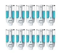 BALLSHOP 10PCS Wall-Mounted Soap Dispenser 350mL Manual Hand Soap Dispenser Liquid Distributor for Body Wash Shampoo Conditioner Hand Sanitiser (Silver)