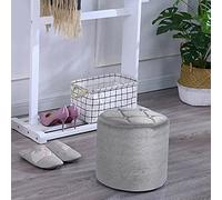 BALLSHOP Velvet Round Footstool Dressing Stool Table Rivet Design Bedroom Chair with Felt Feet Shoe Stool Mini Footrest Crushed Diamante Ice Ottoman Seat Clothing Store Bed Feet Stool 37x30cm (beige)