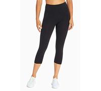 Bally Total Fitness Women's Mid Rise Tummy Control Capri Legging, Black, Small