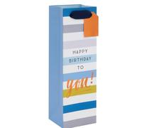 Ballyhoo Bottle Bag Happy Birthday to You Blue Stripes, 11 x 34 x 10 cms