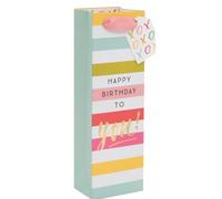 Ballyhoo Bottle Bag Happy Birthday to You Pink Stripes, 11 x 34 x 10 cms