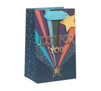 Ballyhoo Just for You Star Rays Perfume Gift Bag, For Birthdays and Other Celebrations, Perfect for Smaller Presents, 12.7 x 20.3 x 10 cms, Multi-Coloured