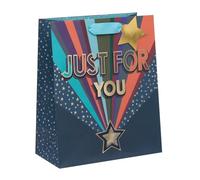 Ballyhoo Large Happy Birthday Just for You Star Rays Gift Bag, 31.5 x 26 x 13.5 cms, Multi-Coloured