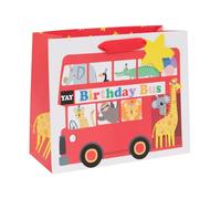 Ballyhoo Large Landscape Zoo Birthday Bus Gift Bag, 26 x 31.5 x 13.5 cm, Multi-Coloured