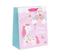 Ballyhoo Large Pink Pony Birthday Gift Bag, 31.5 x 26 x 13.5 cms, Multi-Coloured