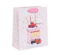 Ballyhoo Medium Happy Birthday Gift Bag Birthday Cake Slice, 25.3 x 21.5 x 10.2 mm, Multi-Coloured