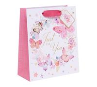 Ballyhoo Medium Happy Birthday Gift Bag Butterflies Just for You, 25.3 x 21.5 x 10.2 mm, Multi-Coloured