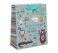 Ballyhoo Medium Happy Birthday Gift Bag Hip Hip Hooray, 25.3 x 21.5 x 10.2 mm, Multi-Coloured
