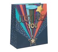 Ballyhoo Medium Happy Birthday Gift Bag Just for You Star Rays, 25.3 x 21.5 x 10.2 mm, Multi-Coloured