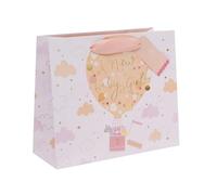 Ballyhoo Medium Landscape Balloon Welcome Baby Girl Gift Bag, 21.5 x 25.3 x 10.2 cm, Multi-Coloured