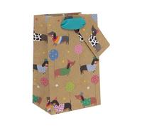 Ballyhoo Sausage Dog Kraft Perfume Gift Bag, for Birthdays and Other Celebrations, Perfect for Smaller Presents, 12.7 x 20.3 x 10 cms, Multi-Coloured