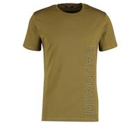 Balmain Brand Embossed Logo T-Shirt - Khaki Green - L