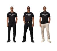 Balmain Flocked Logo Straight Fit T-Shirt Cotton Shirt Paris Logo Tee Top BNWT L
