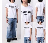 Balmain Flocked Logo Straight Fit T-Shirt Cotton Shirt Paris Logo Tee Top BNWT L