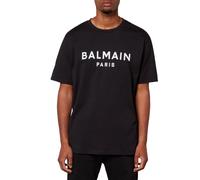 Balmain Flocked Logo Straight Fit T-Shirt Cotton Shirt Paris Logo Tee Top New XL