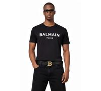 Balmain Flocked Logo Straight Fit T-Shirt Cotton Shirt Paris Logo Tee Top New XL