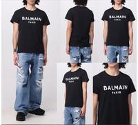 Balmain Flocked Logo Straight Fit T-Shirt Cotton Shirt Paris Tee Top BNWT L