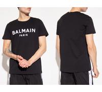 Balmain Flocked Logo Straight Fit T-Shirt Cotton Shirt Paris Tee Top BNWT M