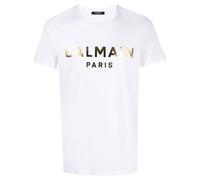 Balmain Men's Paris Gold Foil Logo White T-Shirt | Size: XL Balmain Gold XL