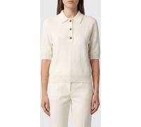 BALMAIN Short-Sleeved Knitted Polo Shirt in Pure Merino Wool - Size: 36 - female