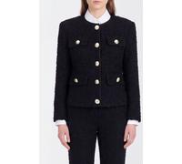 BALMAIN Slim Fit Cropped Viscose Blend Blazer with Padded Shoulders - Size: 40 - female