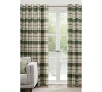 'Balmoral Check' Country Checked Pattern Pair of Eyelet Curtains Fusion Bottle Green 168cm width x 137cm drop
