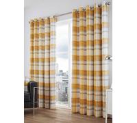 Balmoral Pair of Eyelet Lined Curtains Ochre
