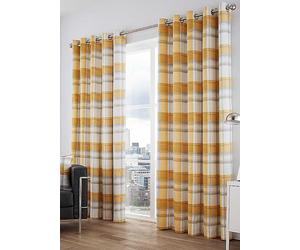 Balmoral Pair of Eyelet Lined Curtains Ochre