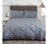BALMORAL PIN TUCK GREY SUPER KING SIZE DUVET COVER SET LUXURY BEDDING