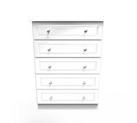 Balmoral Tall Chest of Drawers White 5 Drawers 108cm