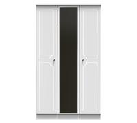 Balmoral Tall Mirror Wardrobe White 3 Doors 2 Shelves 182cm