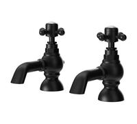 Balmoral Traditional Bath Taps Pair | Matt Black | Brass | 70mm x 192mm x 133mm