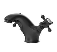 Balmoral Traditional Mono Basin Mixer Tap | Matt Black | Brass | 205mm x 108mm x 167mm