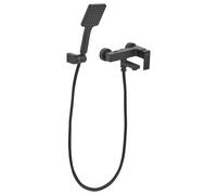 Beliani Wall Mounted Bath Shower Mixer Tap BALNEARIO Black, Black