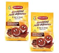 Balocco Breakfast Faccine Biscuits 350g Italian Shortbread Biscuits | Cocoa & Cream Biscuit for Breakfast | Chocolate Swirl Cookies | Palm Oil Free Snack (B/FAST FACCINE BISCUITS 350G, 2 Pack)