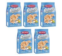 Balocco Wafers Late 250g Italian Shortbread Biscuits | Cocoa & Cream Biscuit for Breakfast | Chocolate Swirl Cookies | Suitable for Vegetarians, Palm Oil Free Snack (WAFERS LATTE 250G, 5 Pack)