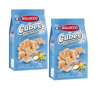 Balocco Wafers Late 250g Italian Shortbread Biscuits | Cocoa & Cream Biscuit for Breakfast | Chocolate Swirl Cookies | Suitable for Vegetarians, Palm Oil Free Snack (WAFERS LATTE 250G, 2 Pack)