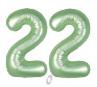 Balorise 40 Inch Giant Aluminum Balloon Green Number 22, Inflatable Helium, Large Number 0-9, 10-100 (101 cm), Foil Balloons Decoration for Birthday Party and Wedding