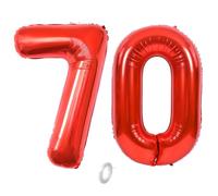 Balorise 40 Inch Giant Aluminum Balloon Red Number 70, Inflatable Helium, Large Number 0-9, 10-100 (101 cm), Foil Balloons Decoration for Birthday Party and Wedding