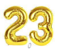 Balorise 40 Inch Giant Gold Foil Balloon Number 23/32, Inflatable Helium, Large Number 0-9, 10-100 (101 cm), Gold Foil Balloons for Birthday Party and Wedding
