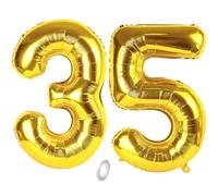Balorise 40 Inch Giant Gold Foil Balloon Number 35/53, Inflatable Helium, Large Number 0-9, 10-100 (101 cm), Gold Foil Balloons for Birthday Party and Wedding
