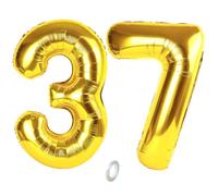 Balorise 40 Inch Giant Gold Foil Balloon Number 37/73, Inflatable Helium, Large Number 0-9, 10-100 (101 cm), Gold Foil Balloons for Birthday Party and Wedding