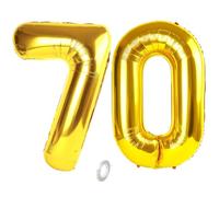 Balorise 40 Inch Giant Gold Foil Balloon Number 70, Inflatable Helium, Large Number 0-9, 10-100 (101 cm), Gold Foil Balloons for Birthday Party and Wedding