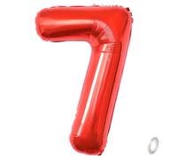 Balorise 40 Inch Giant Red Aluminum Balloon Number 7, Inflatable Helium, Large Number 0-9, 10-100 (101 cm), Foil Balloons Decoration for Birthday Party and Wedding